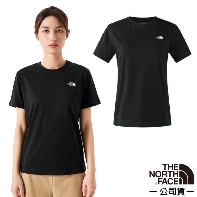 【The North Face】女 FOUNDATION S/S 棉質混紡短袖圓領T恤/8CK8-JK3 宇宙黑✿30E010